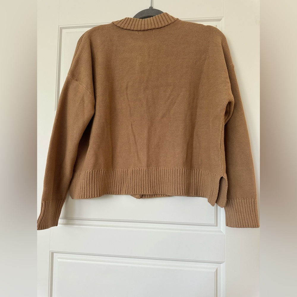 Quince Camel Button-Front Wool Blend Cardigan - Picture 3 of 6